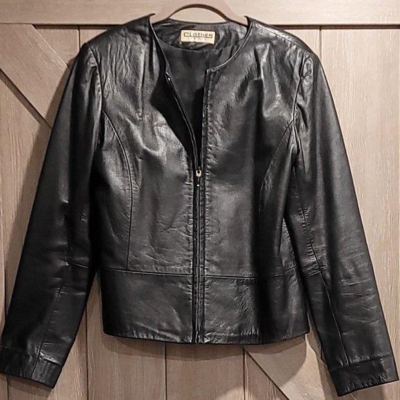 CLOTHES woman leather jacket, size M, black - Picture 1 of 5